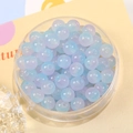 8mm glazen DIY kralen met blauw-paars verloop en matte afwerking in ronde plastic doos - Set van 20 Stuks / Blauw Paars Verloop