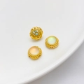 Pack de 3 cuentas doradas caladas con dijes de piedra de luna para joyas y brazaletes - Cuentas Espaciadoras Redondas Con Borde Perlado (8x12mm)
