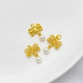 Colgantes de mariposa dorada con perlas blancas para creación de joyas DIY - Colgante de Mariposa Hueco Con Perla Artificial (15x20mm)