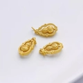 Drei vergoldete Hohlkürbis-Anhänger mit Fu-Zeichen-Gravur für DIY-Schmuckherstellung - Drehbarer Flaschenkürbis Anhänger / 9x20mm