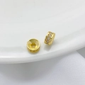 Set van twee 18K vergulde cilinder afstandhouders met gezette zirkonia kristallen - 18K Goud Zirconia Holle Wiel Kraal (6mm)
