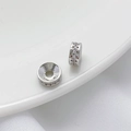Cuenta cilíndrica plateada con circonitas incrustadas para pulseras y joyería DIY - Cuenta Rueda Cóncava Circonia Plateada (8mm)