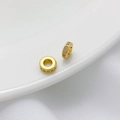 Cuentas espaciadoras bañadas en oro 18K con circonitas para creación de joyería - Cuenta Espaciadora Circonia Oro 18K (6mm)