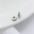 Cuenta espaciadora plateada bañada en 18K con circonitas blancas para pulseras - Cuenta Espaciadora Circonia Plateada (6mm)