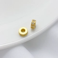 Cuentas bañadas en oro 18K con circonitas para creación de joyas y pulseras - Cuenta Espaciadora Circonia Oro 18K (7mm)