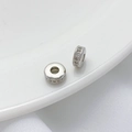 Cuentas rondelle de plata con circonitas brillantes para creación de joyas DIY - Cuenta Tambor Circonia Plateada (7mm)