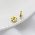 Colgante rueda de oro 18K con circonitas y relieve de corazón para joyería DIY - Cuenta Espaciadora Corazón Circonia Oro 18K (8mm)