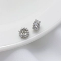 Cuentas espaciadoras de rueda en plata bañada en oro 18K con circón para joyería DIY - Cuenta Rueda Copo de Nieve Plateada (7mm)