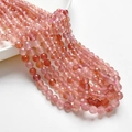 6mm frosted faceted strawberry quartz natural stone beads in soft pink orange finish - 5 / Strawberry Quartz