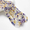 Faceted 6mm natural fluorite beads in purple and yellow for DIY jewelry making - Single Strand (Approx 39cm) / Fluorite