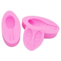 Set de 3 moldes de silicona rosa con alas de pájaro 3D y pinceles para tartas de fondant - Estilo de Ala de Pluma de Pájaro / Rosa