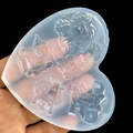 Herzförmige Silikonform mit Tiermustern für DIY-Harz und handgemachte Seifenherstellung - Herz-Tier-Kombination