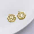 14K goud gevulde zeshoekige bedel met letter B en hartje voor DIY sieraden ontwerpen - Stijl B (Hart Zeshoek)