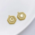 14K vergulde zeshoekige bedels met reliëfletter C en hart voor DIY sieraden maken - Stijl C (Hart Zeshoek)