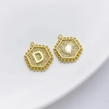 14K goud gevulde zeshoekige hanger met letter D en hart voor het maken van sieraden - Stijl D (Hart Zeshoek)