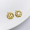 14K goud gevulde zeshoekige bedel met letter G en hartpatroon voor het maken van DIY sieraden - Stijl G (Hart Zeshoek)