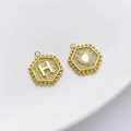 14K goud gevulde zeshoekige hanger met letter H en hartontwerp voor DIY sieraden - Stijl H (Hart Zeshoek)