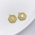 14K vergulde zeshoekige bedels met letter I en hart reliëf voor DIY sieraden maken - Stijl I (Hart Zeshoek)