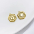 Zeshoekige 14K vergulde hangers met hart en letter U voor het maken van DIY sieraden - Stijl U (Hart Zeshoek)