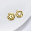 14K goudgevulde zeshoekige hanger met letter W en hartje voor DIY sieraden maken - Stijl W (Hart Zeshoek)