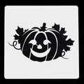 Dettaglio dello stencil di Halloween tagliato al laser per pittura su plastica flessibile - Pumpkin Expression 6 (02017)