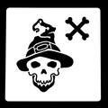 Detail of Halloween stencil with witch hat skull and crossbones for DIY painting crafts - Skull Witch Hat Style