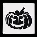 Macro detail of high-contrast white Halloween pumpkin stencil on black background - Pumpkin Expression 5 (02016)