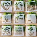 Detail view of 9-piece floral DIY stencils featuring Eternal Love and flower patterns - Romantic Rose Nature Series (Set 7)