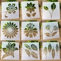 Set of 9 floral DIY painting stencils for scrapbooking and home decor on wood surface - Artistic Flower Leaf Series (Set 6)