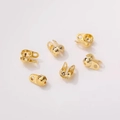 Sechs 14K goldgefüllte U-förmige Perlenabdeckungen für DIY-Halskettenabschlüsse - 2.0mm Perlenkappe / 18K Gold