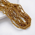 Gepolijste gouden gefacetteerde kristalglazen kralen voor DIY sieraden en armbanden - Geplateerd Aardgoud (3mm/Ongeveer 40cm Lengte)