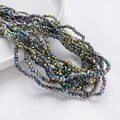 3 mm ruitvormige kristalglazen kralen met iriserende AB-afwerking voor sieraden - Regenboog Geplateerd (3mm/Ongeveer 40cm Lengte)