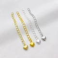 14K Gold und Silber Herz-Verlängerungsketten für DIY-Schmuckherstellung und Anpassung - 3D Herz-Verlängerungskette / Weißgold