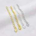 Set mit vier 14K Gold- und Silber-Herz-Verlängerungsketten für DIY-Schmuckherstellung - Gemusterte Herz-Verlängerungskette / Weißgold