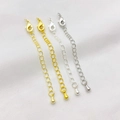 14K Gold gefüllte und silberne Verlängerungsketten mit Karabiner und Tropfenanhänger - Wassertropfen-Verlängerungskette mit Verschluss / Weißgold