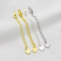 14K goldgefüllte und silberne Verlängerungsketten mit Herzanhängern für DIY-Schmuck - Glatte Herz-Verlängerungskette mit Verschluss / Weißgold