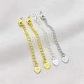 Verstellbare 14K Gold und Silber Verlängerungsketten mit Karabiner und Herzanhänger - 925 Herz-Verlängerungskette mit Verschluss / Weißgold