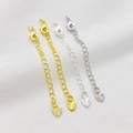 14K vergoldete und versilberte Verlängerungsketten mit Herzanhängern und Karabinerhaken - Gemusterte Herz-Verlängerungskette mit Verschluss / Weißgold