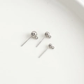 Three S925 sterling silver ball stud earrings with small loops for DIY jewelry making - Vertical Loop / 3mm / White Gold