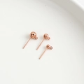Rose gold plated S925 sterling silver ball stud earrings with hanging loop - Vertical Loop / 3mm / Rose Gold