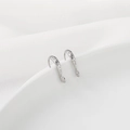 Silver patterned S-shaped earring hooks with detailed relief and hanging ring for DIY - White Gold Plated 5.5x15mm