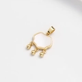 14K goud gevulde langleven slot hanger met wit emaille inlegwerk en gouden kralen - Pingan Slot Hanger
