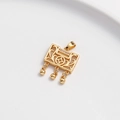 14K goudgevulde holle slot hanger met bloemenpatroon en fonkelende zirkonia stenen - Vierkante Slot Hanger