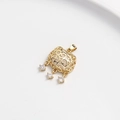 14K vergulde Ruyi-slot hanger met filigraanontwerp en drie hangende zirkonia's - Verstrengelde Langlevendheidsslot Hanger