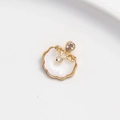 14K goud gevulde golvende hanger met wit parelmoer en heldere zirkonia stenen - Lang Leven Slot Hanger