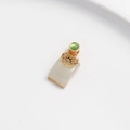 14K gouden kalebas hanger met witte jade en groene kattenoogsteen voor DIY sieraden - Vredesplaat Hanger