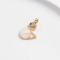 14K vergulde zwaan hanger met kattenoogsteen en zirkonia voor handgemaakte sieraden - Witte Zwaan Hanger