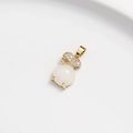 14K goud gevulde kalebas hanger met witte steen en sprankelend strikje detail - Kers Hanger