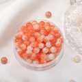 8mm oranje en witte ijs-gekraakte ronde kralen voor DIY sieraden in een doosje - Oranje Wit