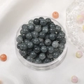 8mm dark grey ice crack glass beads for DIY jewelry making in a round plastic case - Dark Gray